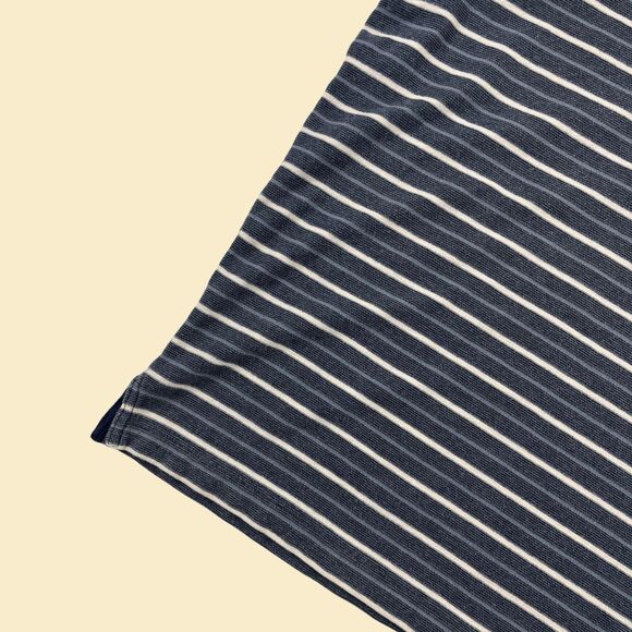 90s M polo striped shirt, vintage blue/grey short sleeve henley/polo Denim Ridge - Picture 9 of 10